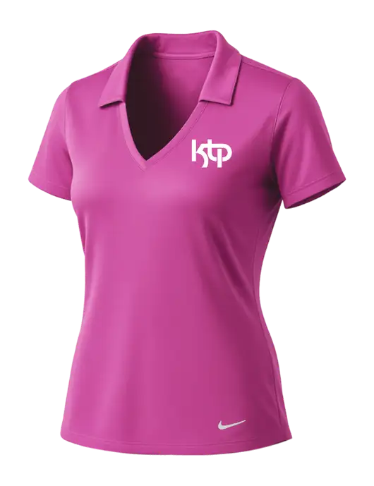 NIKE Pink Fire Womens Dri-Fit Vertical Mesh Polo w/KTP Logo
