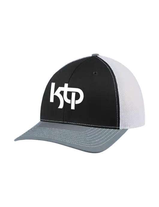 Richardson Adjustable Snapback Original 112 Trucker Cap Black/Light Heather Grey/White Mesh w/KTP Logo