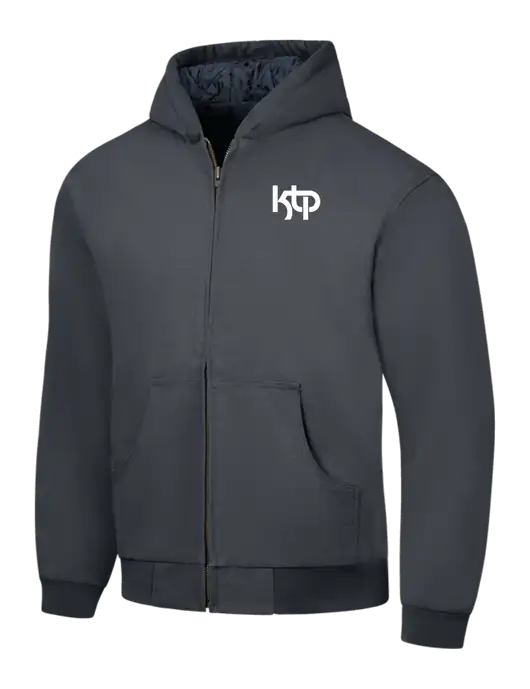 CornerStone Charcoal Duck Cloth Hooded Work Jacket w/KTP Logo