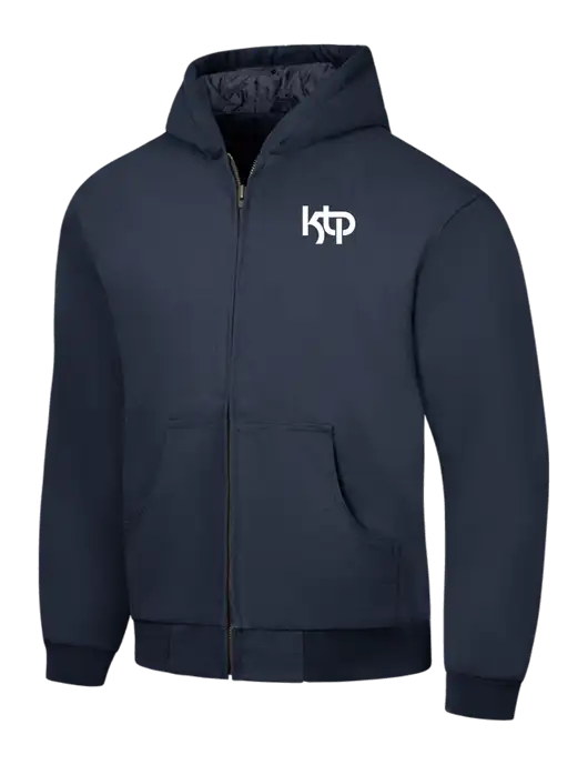 CornerStone Navy Duck Cloth Hooded Work Jacket w/KTP Logo
