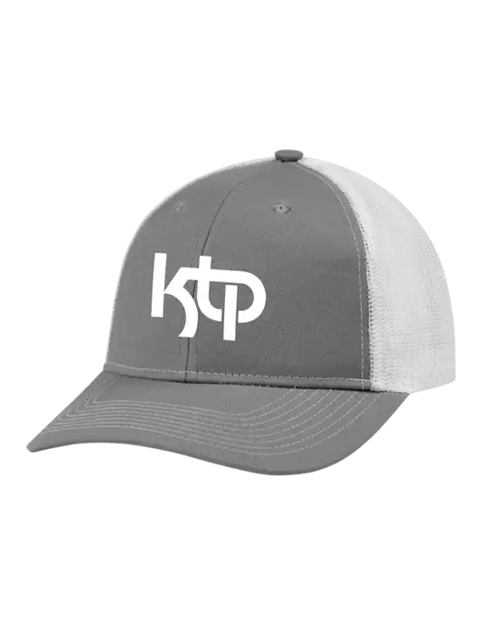 Snapback Ponytail Trucker Cap Light Medium Heather Grey w/White Mesh w/KTP Logo