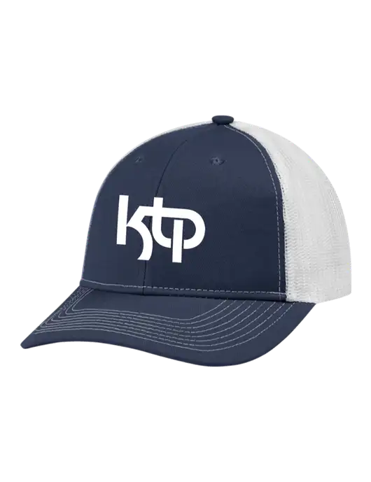 Snapback Ponytail Trucker Cap Navy w/White Mesh w/KTP Logo