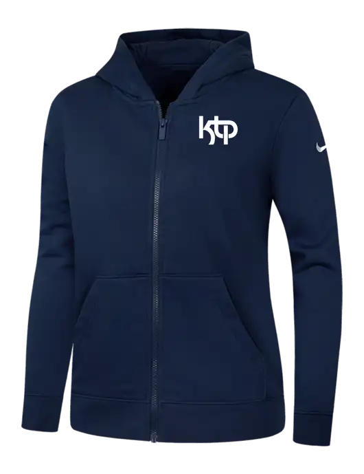Nike Womens Club Fleece Sleeve Swoosh Full-Zip Dark Navy Hoodie w/KTP Logo