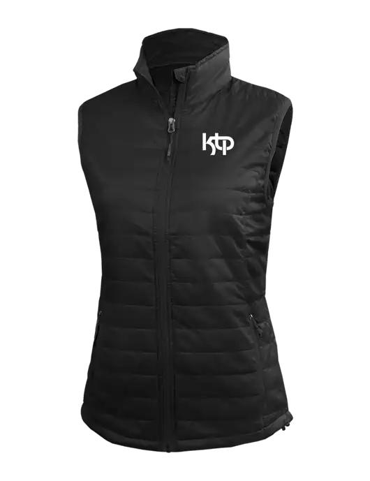 Womens Packable Black Puffy Vest w/KTP Logo