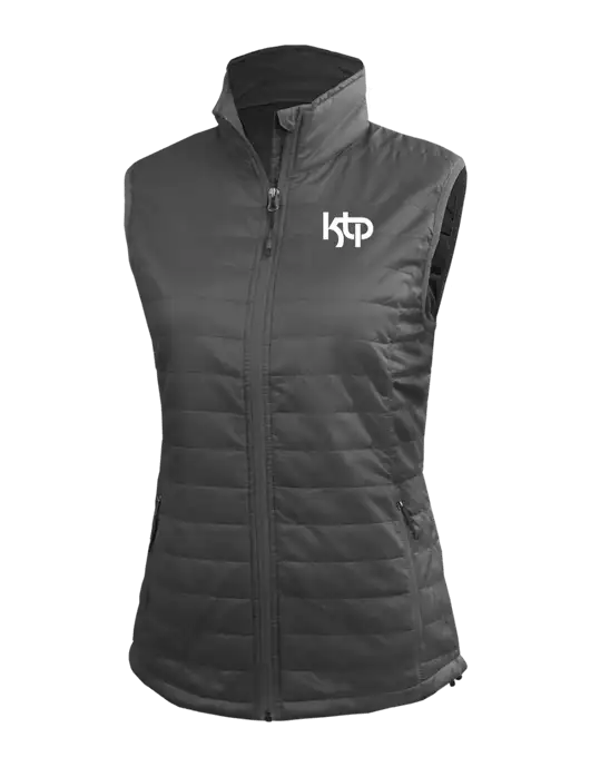 Womens Packable Dark Grey Puffy Vest w/KTP Logo