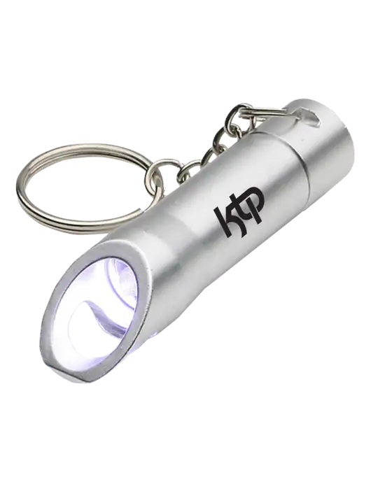 Silver Pocket LED Flashlight with Bottle Opener & Keychain w/KTP Logo