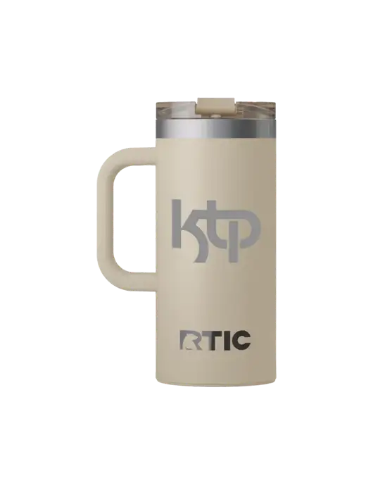 RTIC Road Trip 16 oz Tan Travel Mug w/KTP Logo