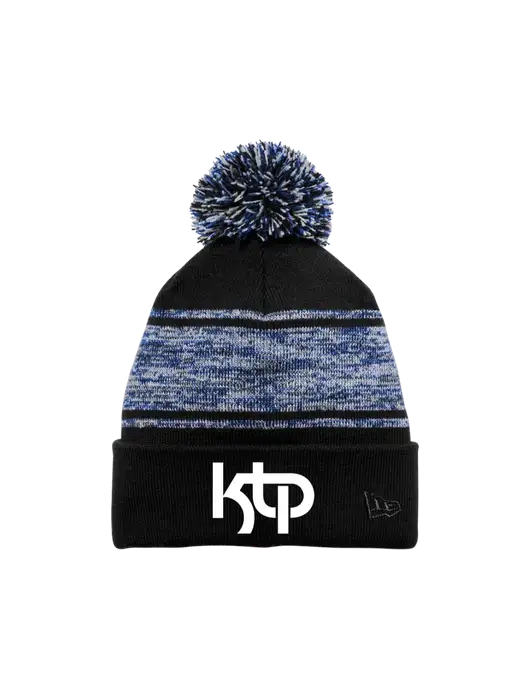 New Era Black/Royal Knit Chilled Pom Beanie w/KTP Logo
