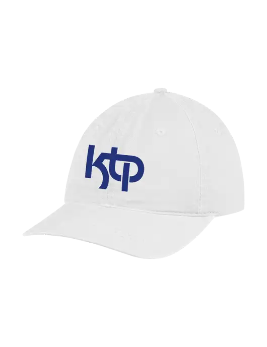 Garment Washed Unstructured Twill White Cap w/KTP Logo