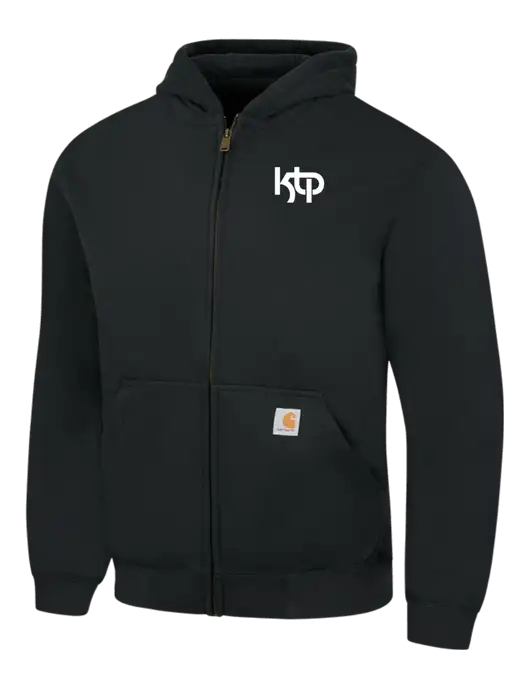 Carhartt Black Rain Defender Paxton Heavyweight Hooded Full Zip-Front Sweatshirt w/KTP Logo