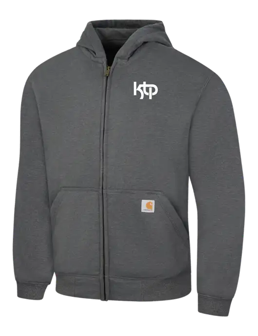 Carhartt Dark Grey Heather Rain Defender Paxton Heavyweight Hooded Zip-Front Sweatshirt w/KTP Logo