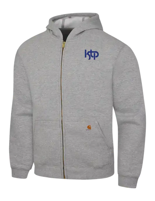 Carhartt Light Grey Heather Midweight Hooded Zip-Front Sweatshirt w/KTP Logo