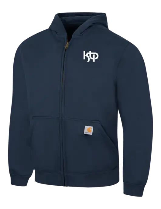 Carhartt Navy Rain Defender Paxton Heavyweight Hooded Zip-Front Sweatshirt w/KTP Logo