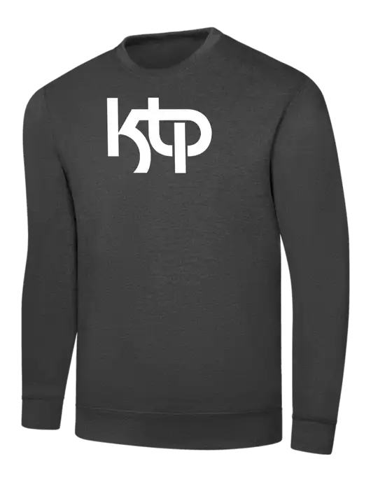 Dark Heather Grey 7.8 oz Ring Spun Crew Sweatshirt w/KTP Logo