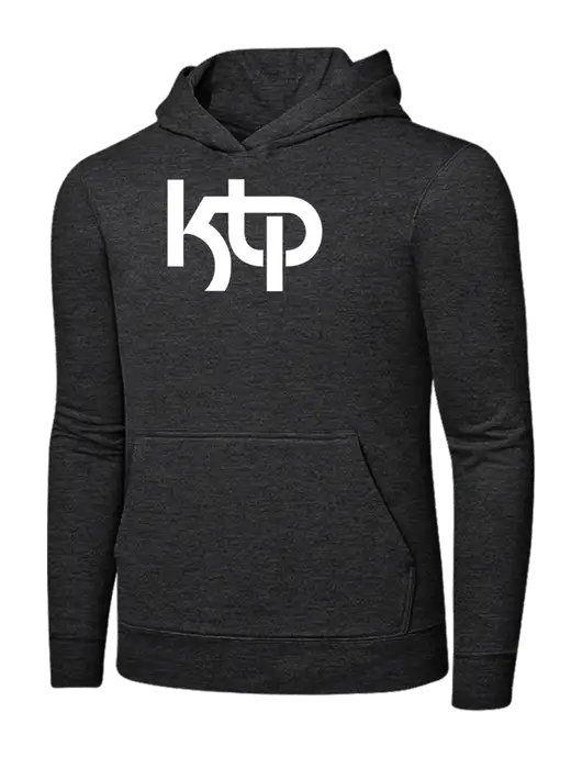 Dark Heather Grey 7.8 oz Ring Spun Hooded Sweatshirt w/KTP Logo