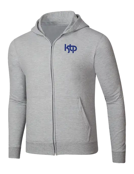 Light Grey Heather 8.5 oz Ring Spun Zip Hooded Sweatshirt w/KTP Logo