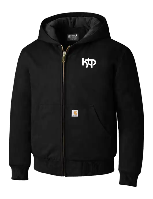 Carhartt Black Quilted-Flannel-Lined Duck Active Jacket w/KTP Logo