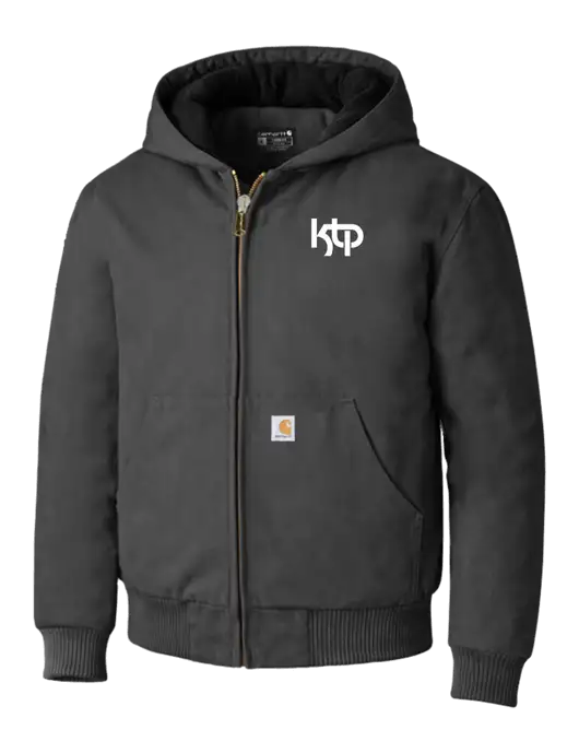 Carhartt Dark Grey Quilted-Flannel-Lined Duck Active Jacket w/KTP Logo