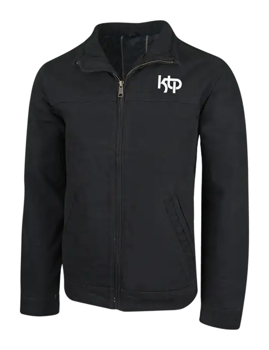 Cornerstone Black Washed Duck Cloth Flannel Lined Work Jacket w/KTP Logo