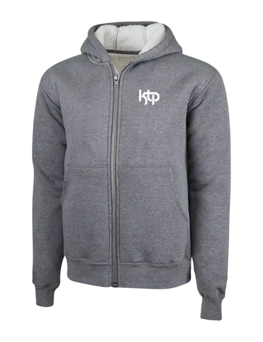 Cornerstone Grey Heather Heavyweight Sherpa Lined Hooded Fleece Jacket w/KTP Logo