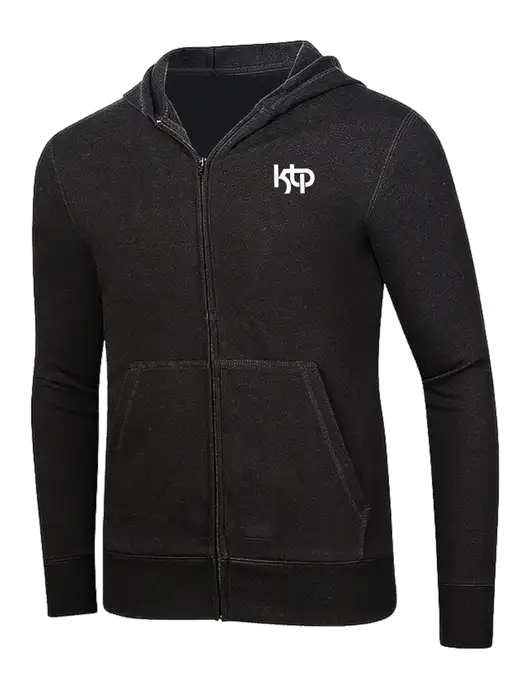 Full-Zip Black Heavyweight Hooded Sweatshirt w/KTP Logo