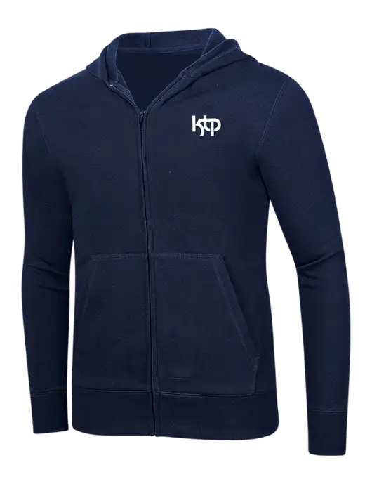 Full-Zip Navy Heavyweight Hooded Sweatshirt w/KTP Logo