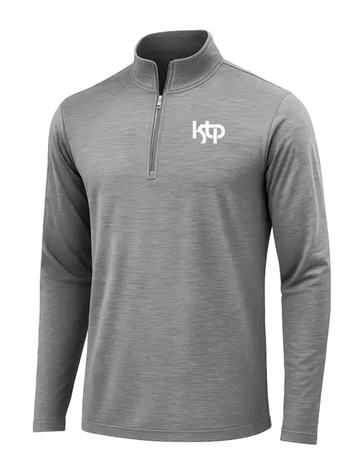 Dark Grey Heather Posicharge Tri-Blend Wicking 1/4 Zip Pullover w/KTP Logo
