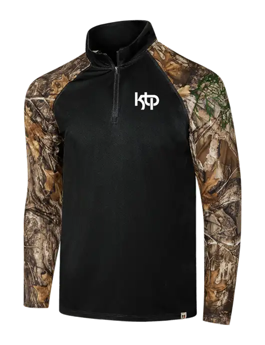 Russell Outdoors Black/Realtree Edge Camo Colorblock Performance 1/4 Zip w/KTP Logo
