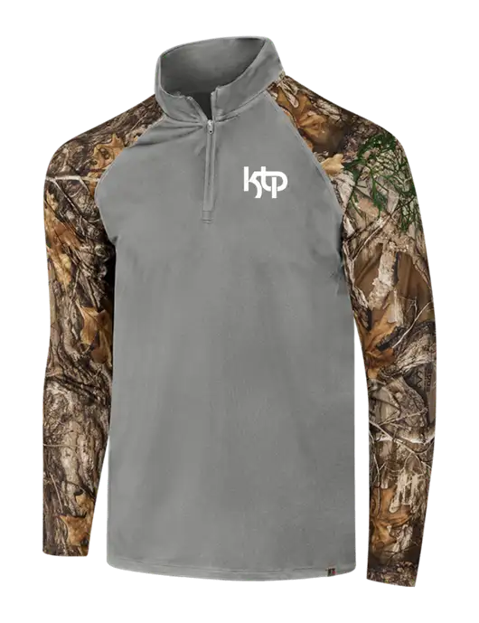 Russell Outdoors Medium Grey/Realtree Edge Camo Colorblock Performance 1/4 Zip w/KTP Logo
