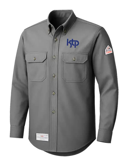 Bulwark Light Grey EXCEL FR ComforTouch Dress Uniform Shirt w/KTP Logo
