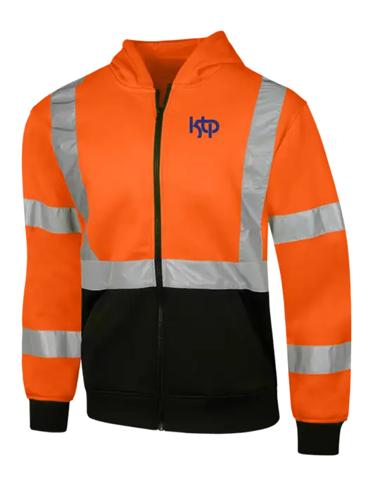 CornerStone Safety Orange ANSI  107 Class 3 Heavy-Duty Fleece Full-Zip Hoodie w/KTP Logo