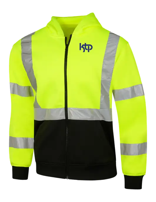 CornerStone Safety Yellow ANSI  107 Class 3 Heavy-Duty Fleece Full-Zip Hoodie w/KTP Logo