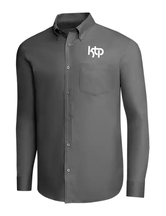 Brooks Brothers Dark Grey Wrinkle-Free Stretch Pinpoint Shirt w/KTP Logo