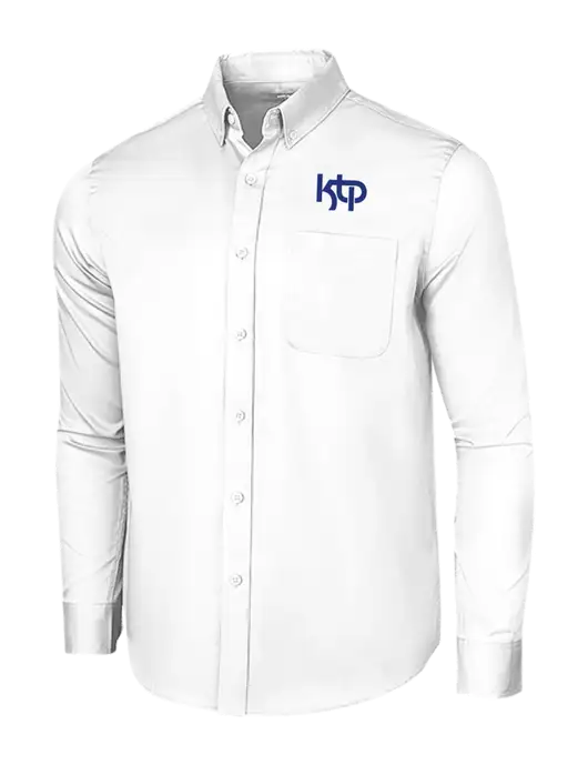 Long Sleeve White Superpro React Twill Shirt w/KTP Logo