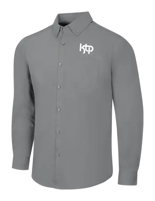 Medium Grey Long Sleeve Carefree Poplin Shirt w/KTP Logo
