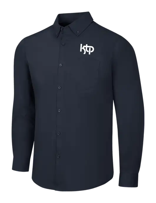 Navy Long Sleeve Carefree Poplin Shirt w/KTP Logo