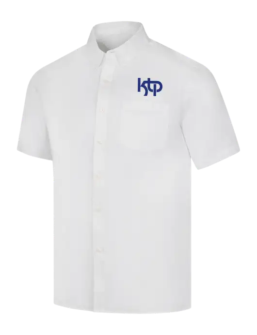 Short Sleeve White Superpro React Twill Shirt w/KTP Logo