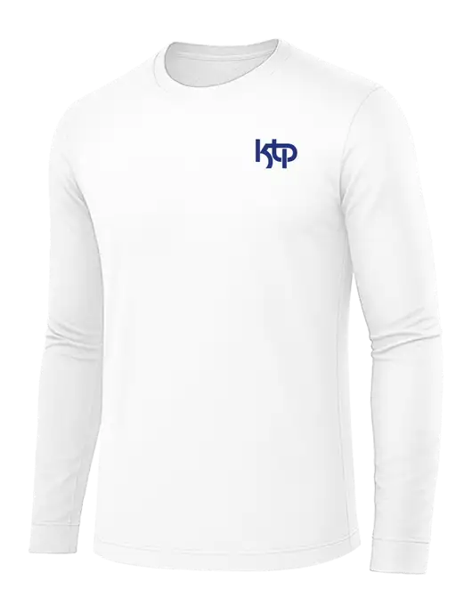 Long Sleeve White PosiCharge Competitor Tee w/KTP Logo