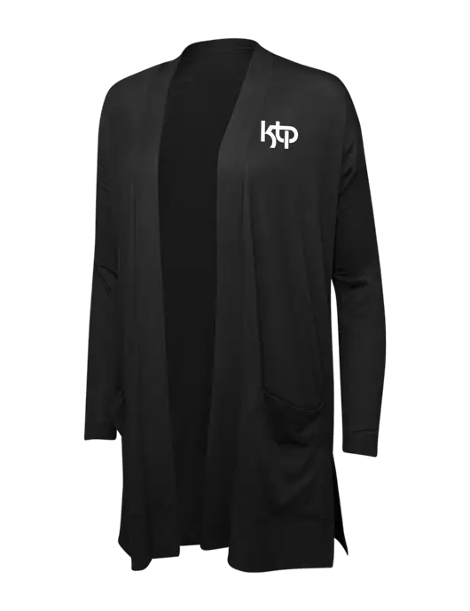 Black Womens Concept Long Pocket Cardigan w/KTP Logo