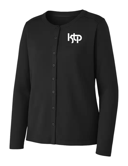 Black Womens Concept Stretch Button-Front Cardigan Sweater w/KTP Logo