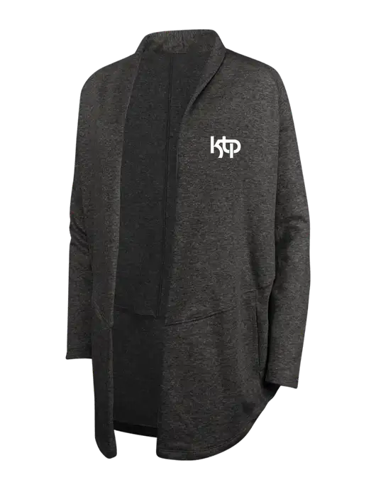 Charcoal Heather/ Medium Heather Grey Womens Interlock Cardigan w/KTP Logo