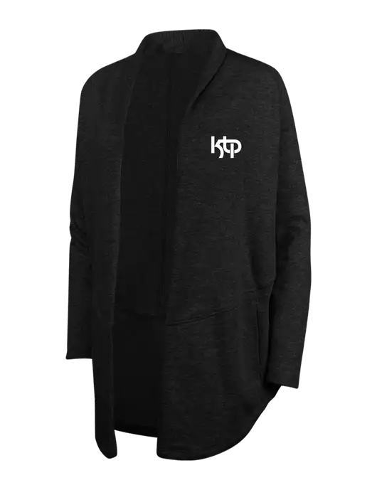 Deep Black/Charcoal Heather Womens Interlock Cardigan w/KTP Logo