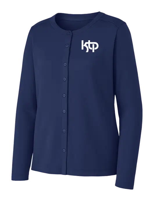 Dress Blue Navy Womens Concept Stretch Button-Front Cardigan Sweater w/KTP Logo