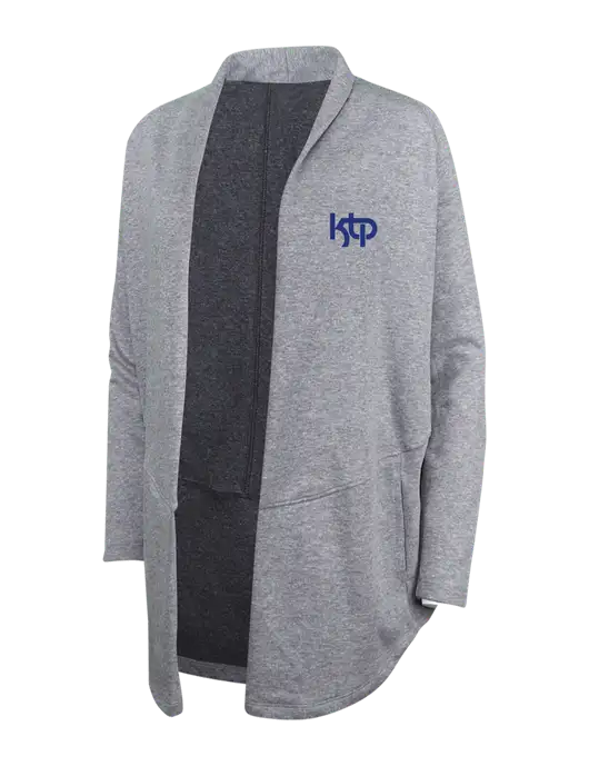 Medium Heather Grey/Char Heather Womens Interlock Cardigan w/KTP Logo