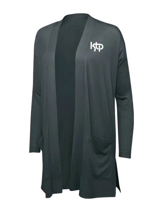 Smoke Grey Womens Concept Long Pocket Cardigan w/KTP Logo