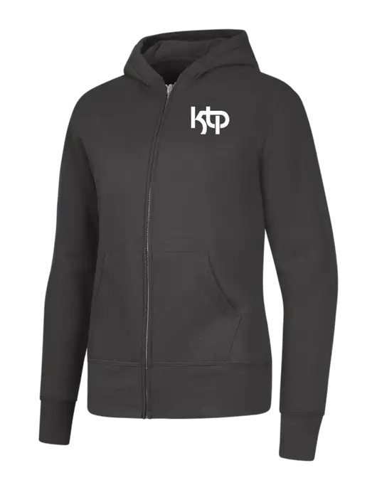 Charcoal Womens Core Fleece Full-Zip Hooded Sweatshirt w/KTP Logo