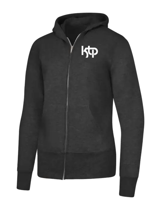 Dark Heather Grey Womens Core Fleece Full-Zip Hooded Sweatshirt w/KTP Logo