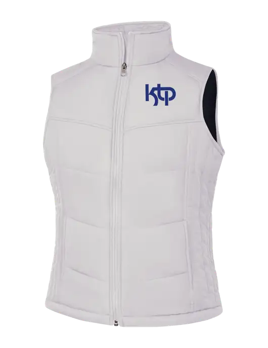 Womens White/Dark Slate Puffy Vest w/KTP Logo