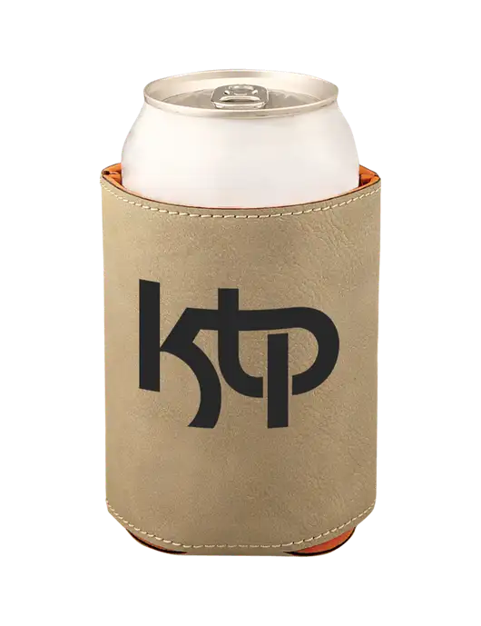 Tan Leatherette Beverage Holder w/KTP Logo