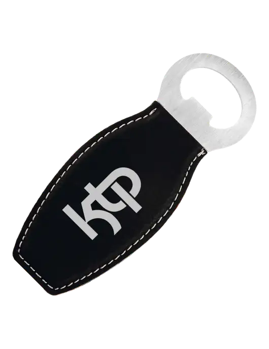 Black Leatherette Bottle Opener with Magnet w/KTP Logo